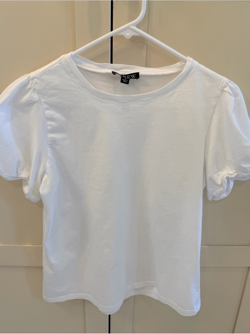 J. Crew White Puff-Sleeve Cotton Tee